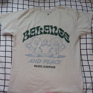 PacSun Cream Tee with Green Graphic